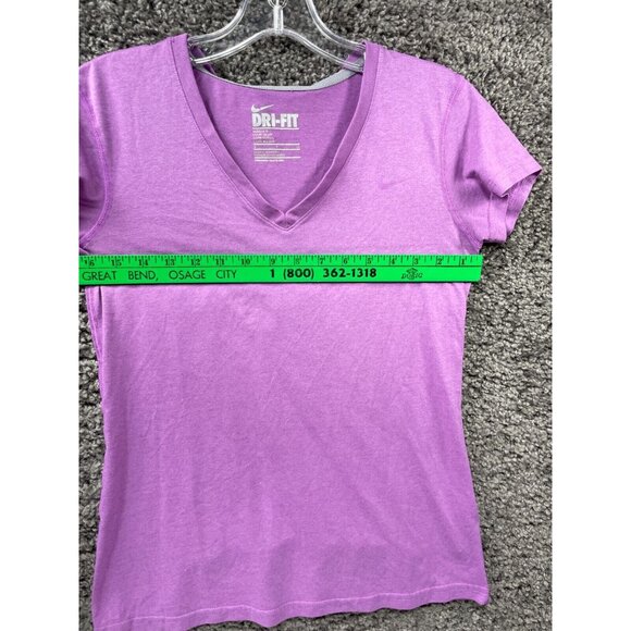 Nike Dri-Fit T-Shirt Women's Small Purple Cotton Classic Regular Fit V-Neck Tee - Picture 3 of 10